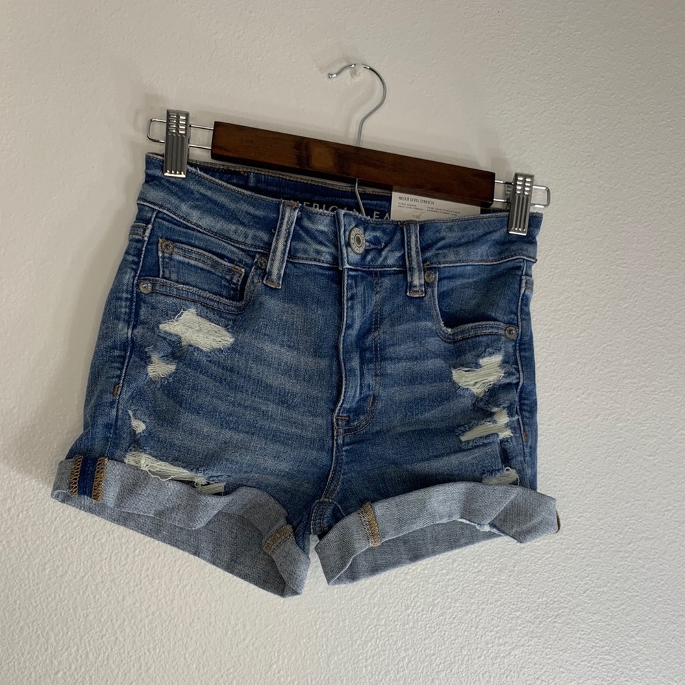 American Eagle Hi rise Shortie Jean shorts tags on